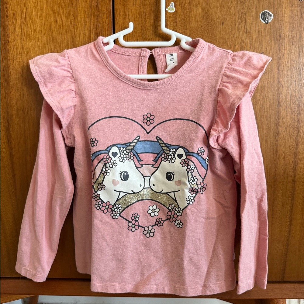 Huxbaby Pink Unicorn Long Sleeve Tee